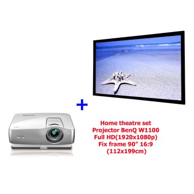 ชุด home theatre Projector BenQ W1070(full HD)+Fix frame 90 นิ้ว พร้อมติดตั้ง